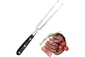 NOKWOCY Fourchette a Viande en Acier Inoxydable de 30 cm avec Poignée en Bois, pour Steak, Rôti, Poulet Rôti & Légumes - Fourchette pour Grill Non Tachetée avec Longues Dents pour Retourner et Fixer
