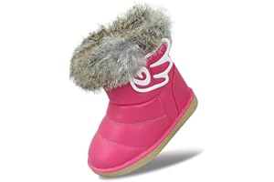 MINBEI Baby Girls Soft Leather Booties Winter Snow Boots Waterproof for Toddler Girls