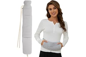 ‎THIMMAMMA Wärmflasche Lang mit Bezug, Groß Gummi Wärmeflasche Lange Warmflaschewarmflasche Warm mit Flauschig Hände Bezug, 72cm Extra Länglich Wärmeflaschen XXL 2 Liter Warmflasche für Die Periode, Grau
