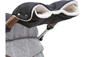 LERKELY Gants Poussette, Doux Chaud Gants Protection, Gants Chauds Universels pour Poussette de bébé,Homme femme père mère universel pour Canne Poignée Hiver Landau