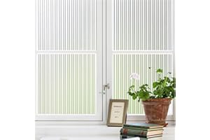 KROMAPOLIS Privacy Window Film - Frosted Opaque Glass Films, Linear Decorative Windows Covering Decals, Anti-UV, No Glue Static Cling, for Home Bathroom Living Room, 44.5 x 200 cm