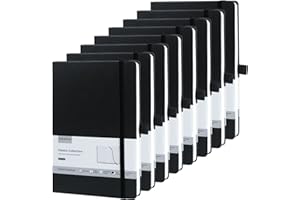 ONAVIA 8 Pack Notebook A5 Black Lined Journal Notebook for men, Classic College Ruled Paper Notebooks for Writing, Hard cover Notepad with Pen Loop for Work, Travel, College, 160 Pages