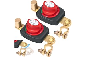 TZEKING 2PCS Desconectador de Bateria,Ajustable 180° Interruptor de Batería ON-OFF,12V Corta Corriente Bateria,Aislador de Batería Interruptor de Apagado
