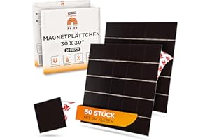‎JAWAONLINE JAWA Magnetplättchen selbstklebend 3M - 50 Stück Magnet Klebeplättchen - 30x30mm Magnet Plättchen - Zuschneidbare Klebemagnete - Flexible Mini Magnete Flach