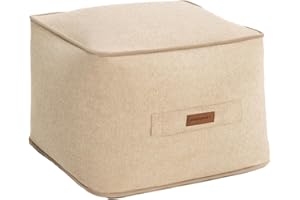 ‎DEKORIST Dekorist Pouf Hocker, Quadratisch Sitzpouf, Hochwertiger Sitzhocker, Pflegeleichter Sitzpuff, Puff Hocker für Wohnzimmer, Schlafzimmer, Quantum, 46 x 46 cm, Cream