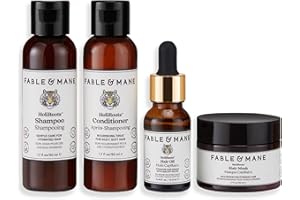 Fable and Mane HoliRoots Good Karma Hair Care Gift Set. Contains HoliRoots Hair Oil 14.4ml, Hydrating Shampoo 50ml, Hair Conditioner 50ml, Hair Mask 50ml - Genuine Fable & Mane Hair Products