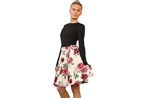 L S U Minigonna svasata a vita alta, elasticizzata, per scuola, danza, casual, palestra, mini gonna