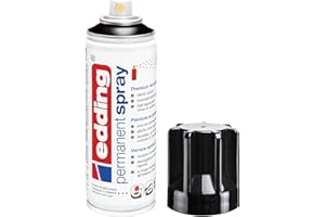 edding 5200 spray permanent - noir foncé brillante - 200 ml - peinture acrylique pour peindre ou décorer verre, métal, bois, céramique, plastique, toile - peinture acrylique en aérosol