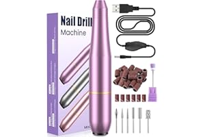 KQPZ Lima de uñas eléctrica, máquina profesional de taladro de uñas, juego de manicura y pedicura de velocidad ajustable de 20000 RPM con 6 brocas, taladro eléctrico de uñas de baja vibración y bajo ruido