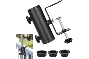 SLIIMU Outdoor Patio Umbrella Clamp, Sonnenschirmhalter Balkongeländer aus Metall für Balkon eckige Geländer - 2 Arten der Installation - sichere Sonnenschirmbefestigung ohne Bohren