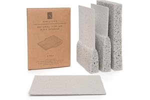 NEW LIVING Éponge écologique Pop Up en cellulose naturelle | 4 ou 8 pièces | Grande taille 14 x 10 x 2 cm | Biodégradable compostable | Longue durée de vie