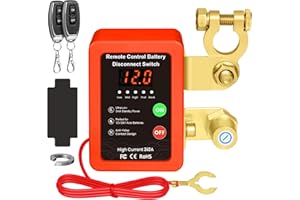 DNOYEVVS Desconectador de Bateria Coche, 12V 240A Corta Corriente Bateria Coche, Interruptor de Desconexión de Batería Remota con 2 Telecontrol, Interruptor de Batería para Coche Camión RV ATV (Red)