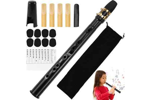Mini Saxophone Portables Pocket Sax Kit Saxophone de Poche Noir Avec Anche Saxophone Bec Saxo Sac de Transport Coussinet de Dents Tableau Doigtés Instrument de Musique pour Enfant Adulte Débutants