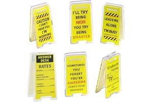ONPERPOE 6Pcs Desk Decor Funny Sign Clips Novelty Gifts for Colleagues, Mini Funny Desk Accessories Office Decoration Sign Ornament Plaque Answer Rates Leave Me Alone I'm Busy
