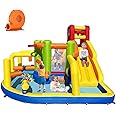 Umbalir Bouncy Castle with Blower, Inflatable Water Slide with Obstacles, Dump Bucket, Long Slide, Climbing Wall, Water Cannon for Kids Indoor Outdoor
