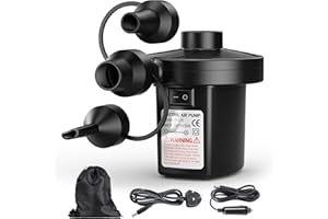 SHOOCOO Electric Air Pump for Inflatables,Portable Quick-Fill Air Pump with 3 Nozzles, Inflator & Deflator Pumps for Outdoor Camping,Air Mattress Beds,Boats,Inflatable Cushion,Couch,Pool Floats