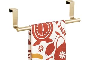 mDesign Pratico appendi asciugamani bagno – Portasalviette in metallo resistente alla ruggine da appendere sopra la porta – Porta asciugamani bagno principale e toilette ospiti – ottone