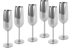 Echtwerk Juego de copas de vino espumoso y champán de 6 piezas de acero inoxidable, edición dorada, 250 ml, 22,5 x 6,3 cm