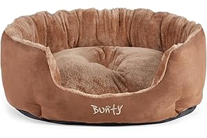 Bunty Polar Dog Bed & Cat Bed, XL | Cosy Fluffy Fleece Calming Dog Bed | High Wall Snuggle Anti Anxiety | Washable Bed & Cushion for Puppy, Small to Large Pets - Brown