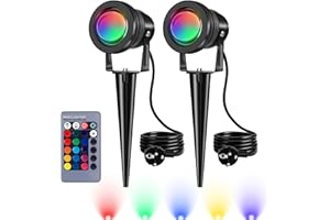 ‎KEFFLUM kefflum 10W RGB Gartenbeleuchtung Scheinwerfer LED Strahler Gartenlampe mit Erdspieß IP65 Wasserdicht Gartenstrahler für Außen Spotbeleuchtung Bodenleuchte Teichstrahler (2er Pack)