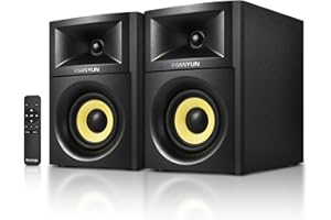 Sanyun SW205 4" Bookshelf Speakers | Immersive HiFi Audio with Virtual Surround | Flagship DAC/DSP Engine | Geometric Diffusion Cabinet | 80W, Bluetooth 5.4/Optical/AUX Inputs, Wireless Remote, Black