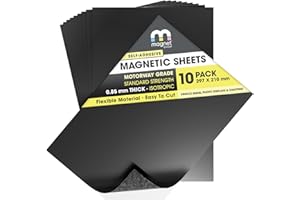 The Magnet Shop Fogli magnetici autoadesivi TMS A4, confezione da 10 fogli magnetici (30 x 21 cm) per conservare ritagli, lavori manuali per frigoriferi [spessore 0,85 mm]
