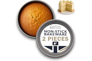 Samuel Groves Great British Bakeware 2 Pack 8" Superior Double Coated Non-Stick Victoria Sandwich Cake Tin, Baking, Oven Safe, Round Cake Tin, Fixed Base, PFOA & BPA Free Cookware, Made in England