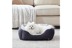 FURTIME Panier Chien Lit Canapé Coussin Dehoussable Lavable Doux et Confortable Antidérapant Noir S(51x48x18cm)