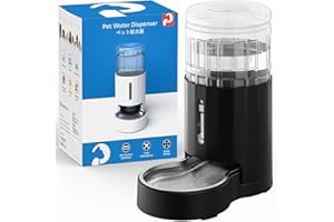 JUNSPOW Fontana per gatti con ciotola in acciaio inox 4 l, senza elettricità e dispenser automatico ultra silent per cani di grossa taglia/multi-gatto, nero