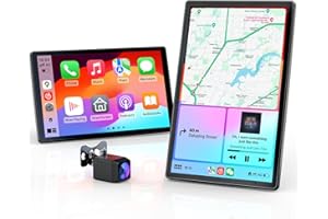 Krunia Schermo Portatile 8'' per Apple CarPlay e Android Auto, Display HD 1440x900, Supporto Magnetico, Aggiornamenti OTA, Telecamera di Retromarcia, Bluetooth, Controllo Vocale, Navigazione GPS