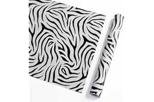 GLOW4U Papier de contact autocollant en vinyle à rayures zébrées pour armoires, tiroirs, commode, loisirs créatifs 45 cm x 2 m