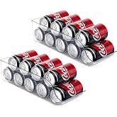 YverLand Can Organizer for Fridge and Pantry, Pack of 2 | Refrigerator Water Bottle Dispenser Kitchen Food Storage Box Organi