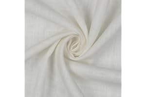 VMG-STORE Tessuto di lino al metro, tinta unita, 100% lino, tessuto naturale Oeko-Tex 140 cm di larghezza (005 I Ecru)