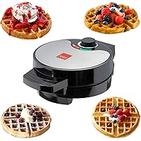 GLOBAL GOURMET - American Waffle Maker Iron Machine 700W I Electric I Stainless Steel Mould I Non-Stick Coating I Recipes I D
