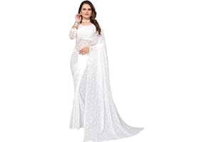 TreegoArt Fashion Damen-Partykleidung, florales Design, indische Saree-Perlen, Netz-Sari mit nicht genähtem Blusenstück