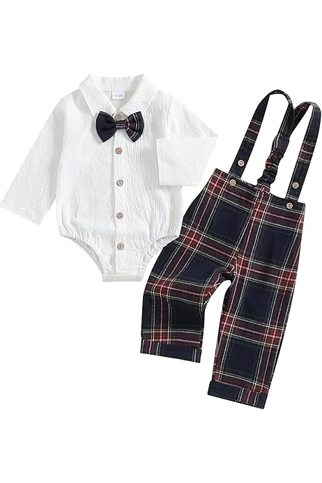 Completo Bambino Per Battesimo | Set Gentiluomo Con Camicia, Farfallino E Pantaloni | Bretelle Regolabili - Foto 6