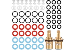 MEUNHY 2 Pcs Universal Tap Cartridge Replacement with 120 Pcs Tap Washers,Brass T-ap Cartridge Faucet Repair Parts Kit-Multi Size Silicone O Rings&Leak Proof Gaskets for Kitchen and Bathroom Faucet Repair