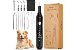 Petbank Limpiador dental ultrasónico para perro y gato, limpiador dental para mascotas, juego de cuidado dental, limpieza dental y kit de limpieza para perros y gatos, 5 modos de limpieza, 4 cabezales
