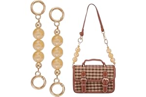 WEWAYSMILE 2 Pieces Bag Chain Bead Straps, Short Bag Chain Replacement, Handbag Chain Strap Bead Extenders, for Purse Wallet Clutch Crafts Making, 135mm/5.3 in (Wheat)