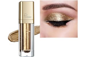 FRESFRESI Gold Metallic Liquid Glitter Eyeshadow & Waterproof Eyeliner Pen - Long-Lasting, Matte Shimmer, Highly Pigmented, Sparkly, & Easy to Blend