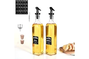 FDGAUCA Oliera Salvagoccia 2 Bottiglie Vetro 500ml Vetro Borosilicato Materiale Dosatore Olio, Bottiglia Olio, Oliera da Tavola, Dispenser Olio da Cucina, Bottiglia Olio con Dosatore, Olio e Aceto Set