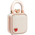 Divoom Love-Lock Bluetooth Speaker, Small Portable Music Box, Wireless Stereo Pairing Retro Soundbox, Cute Desktop Decoration, for Girls, Pink