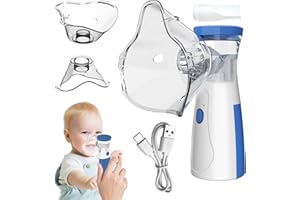 NUQIN Nebuliser Machine for Adults & Kids,Finer Mist & Quieter,Adjustable Nebuliser for Kids & Adults, 2 Ways of Use,Portable Steam Inhaler for Adults & Kids Travel Home (Blue)