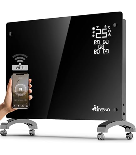 ProfiCare® PC-GKH 3119 Electric Radiator With Glass Front And X-Shaped Heating Element, Mobile Radiator Also Suitable For Wall Mounting | Convector Heater With 2 Levels Of