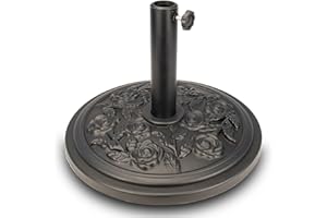 ZANGCO Heavy Duty Parasol Base Stand for Garden Umbrellas, Rose Design, Weather Resistant, Good for Patios and Outdoors (12KG, Black)