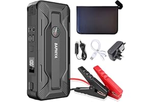 BAPHIYA Jump Starter Power Pack-J20, 2000A Peak 12V Car Battery Booster Jump Starter for up to 6L Gas/4L Diesel, Portable Powerbank with 3 USB Cables and Car Charger, 4 LED Modes& LCD Digital Display
