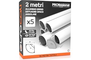 EUROCALI 5x Profili Angolari da 2 metri (10mt) in Alluminio per Strisce LED Schermatura Opaca ingombro max striscia led 20mm - 30 x 30
