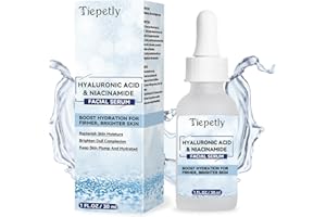 TIEPETLY Hyaluronic Acid Serum for Face, Niacinamide Serum for Face, Glycerol, Facial Serum for Moisturiser, Anti-Wrinkle, Anti-Aging, Brightening, Glow Skin, Skin Repair Serum for Men and Women, 30ml