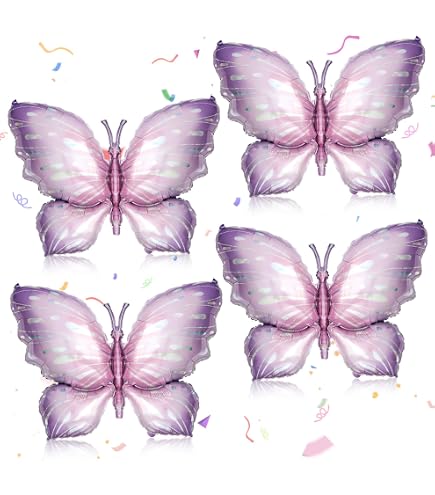 6 Schmetterling Folienballons – Helium-tauglich, Für Mädchengeburtstage & Mottopartys