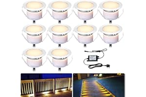 INDARUN Warm White Led Decking Lights Waterproof IP67 0.6W Ø31MM - Lighting for Terrace/Patio/Path/Wall/Garden/Decoration, 10 Packs